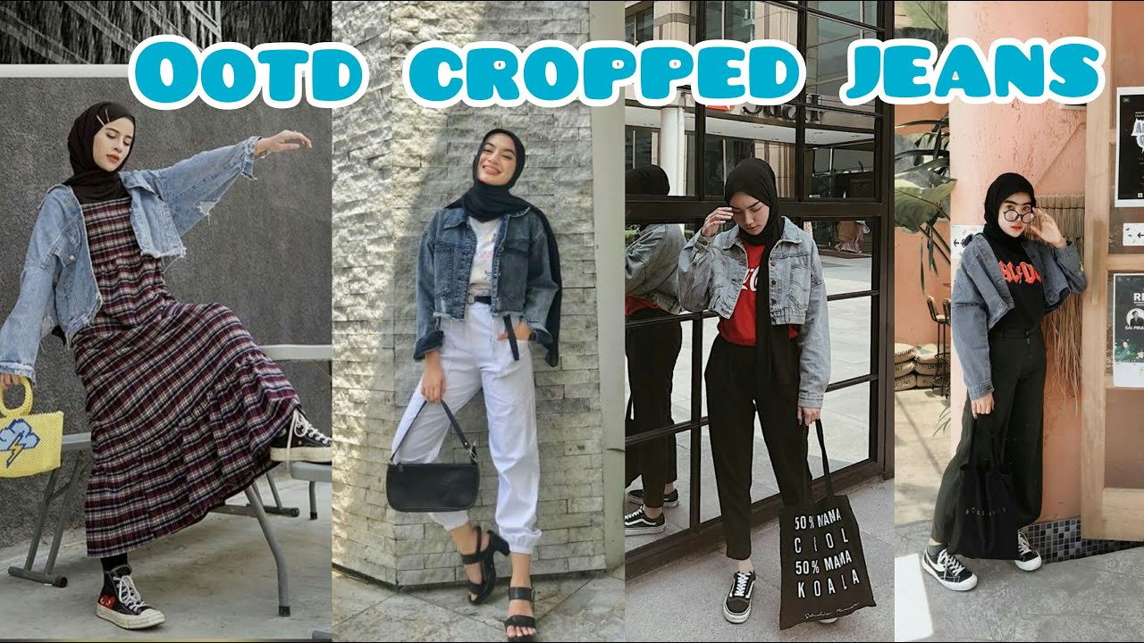 OOTD HIJAB DENGAN JAKET JEANS CROP 