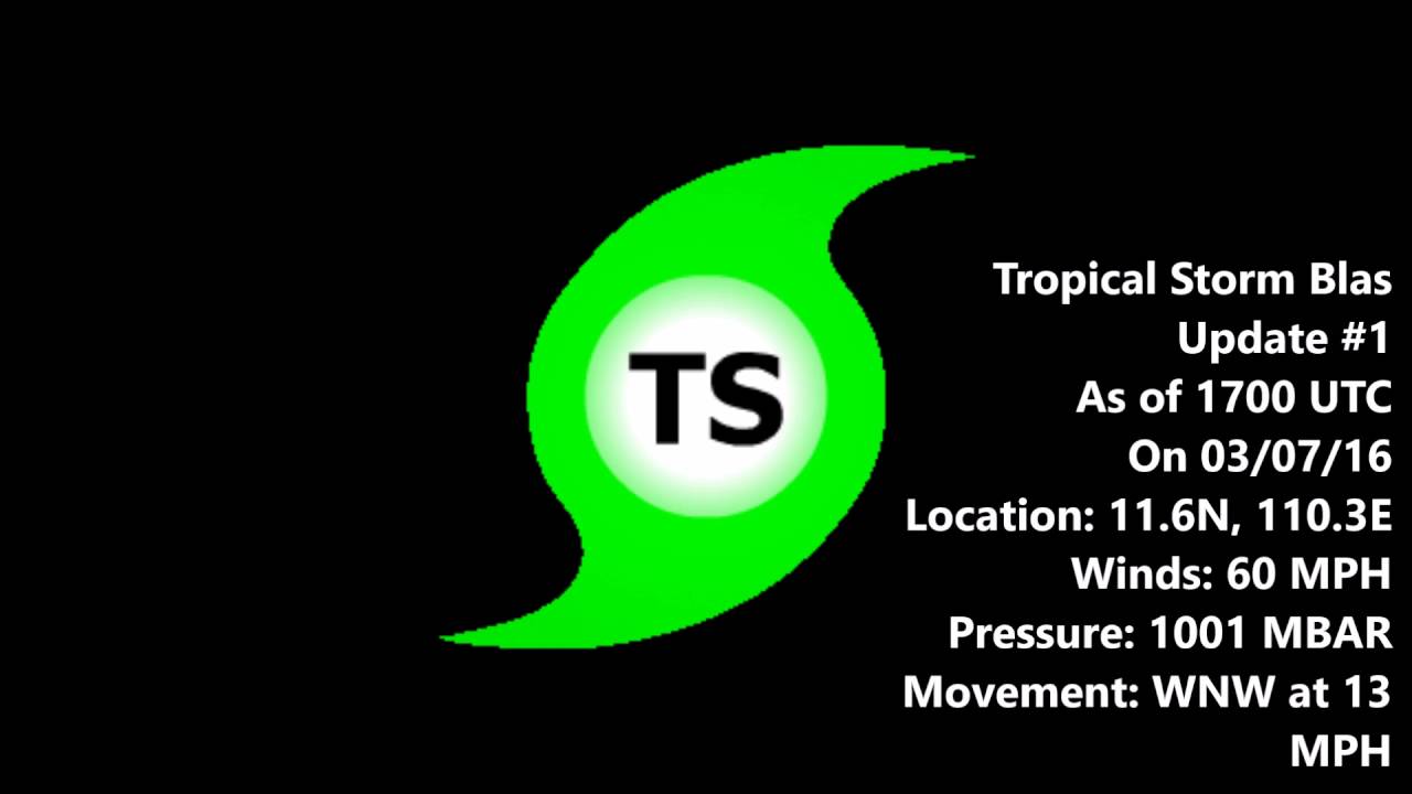 Tropical Storm Blas, Update 1, 03 07 16 as of 1700 UTC