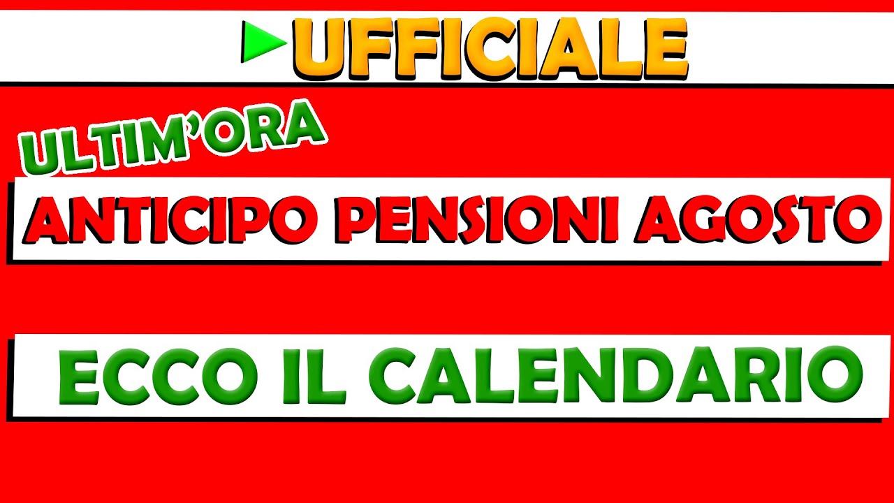 E Ufficiale Anticipo Pensioni Agosto Youtube