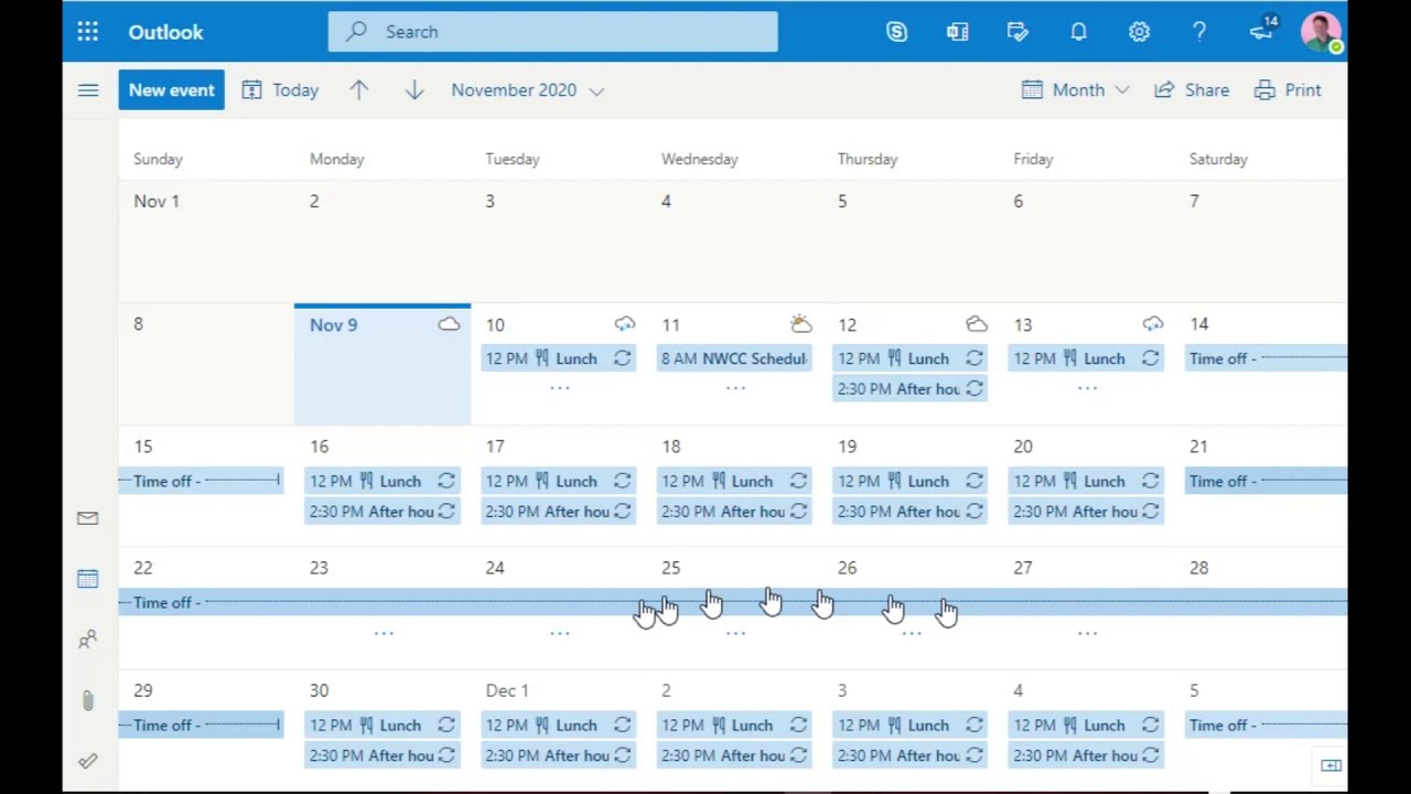 Setting Time Off In Outlook 365 NWCC YouTube