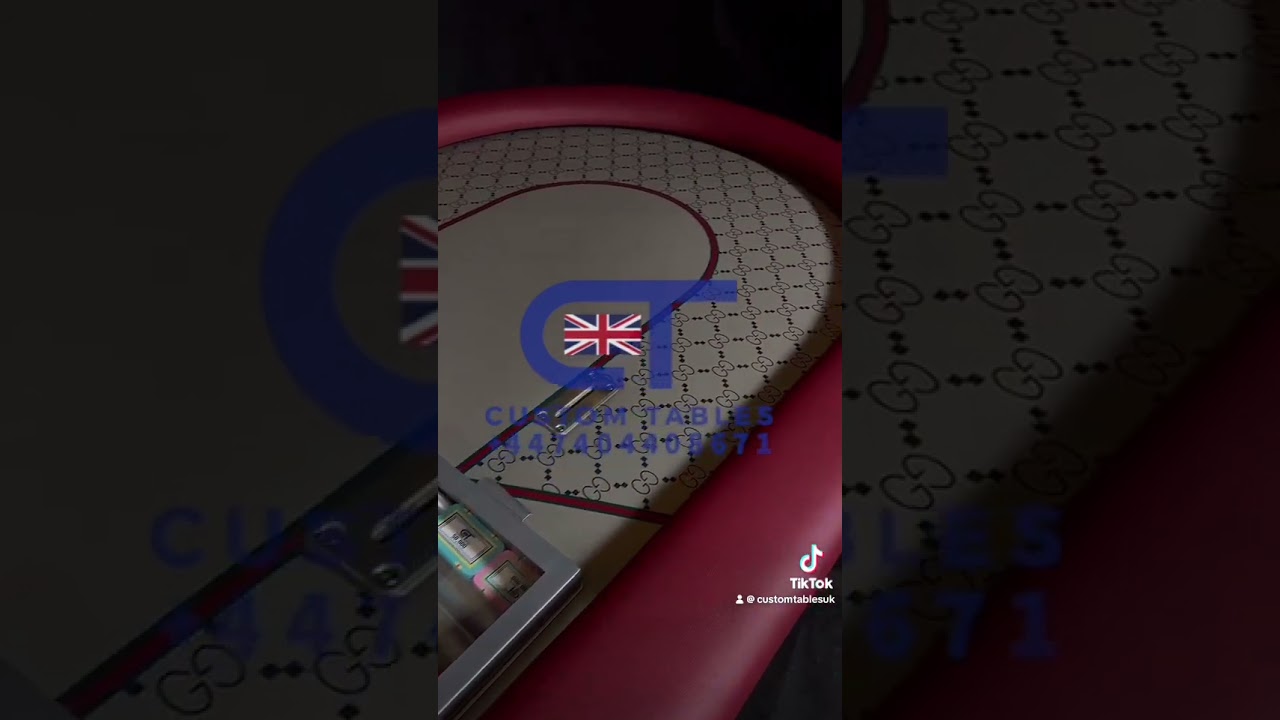 Gucci poker table with chip tray and drop box custom made at www.customtables.eu 