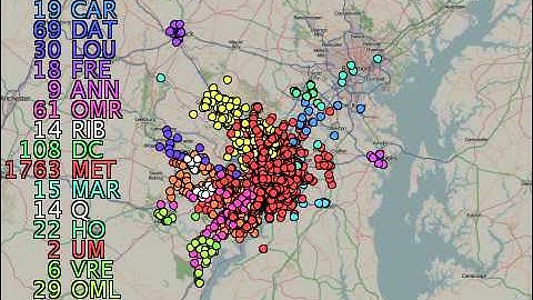 Animation of GTFS Data for Washington Metropolitan Region