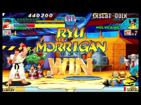 Marvel vs Capcom 1 ( Arcade ) - Ryu / Morrigan Playthrough ( June 18, 2017 )