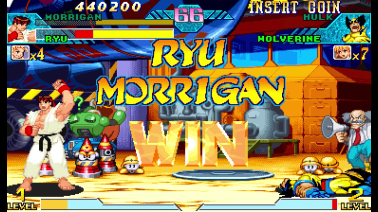 Marvel vs Capcom 1 ( Arcade ) - Ryu / Morrigan Playthrough ( June 18 ...