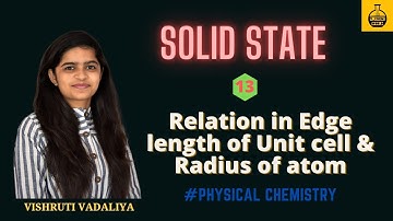 Relation in Edge length of Unit cell & Radius of atom| NCERT| SLET| JEE | NEET|| English | PART - 13