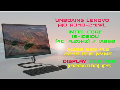 Unboxing lenovo AIO A34024IWL F0E800UVID Intel Core i510210U