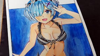Drawing REM - Re:Zero Timelapse (FaberCastell Watercolor Pencil)