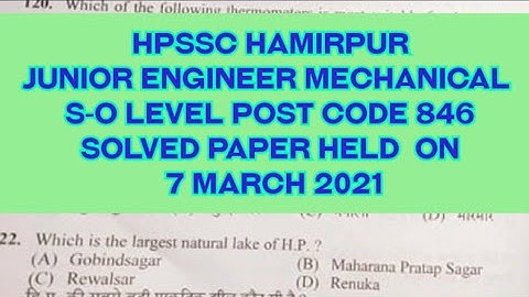 HPSSC Hamirpur JE Mechanical post code 846 Exam held on 7 March 2021 | HP GK for JOA IT | #hpgk