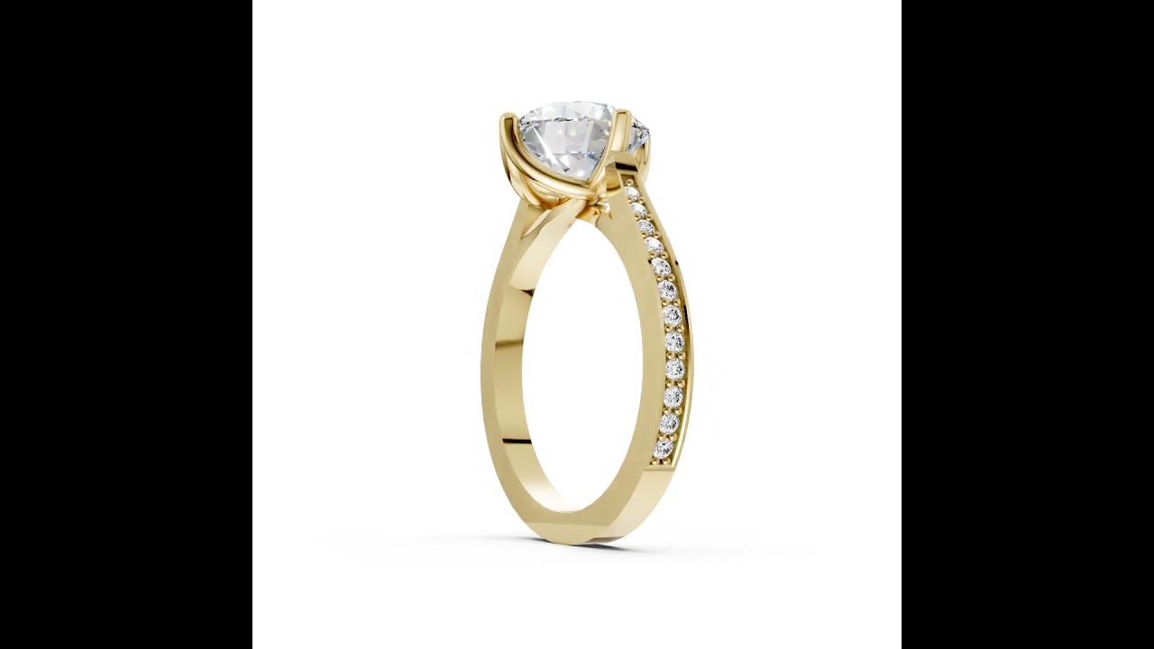 Elegant Round Cut Diamond Ring With Delicate Pavé Band