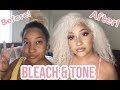 Bleaching My Curly Hair Ash Blonde! Root Touch Up At Home!