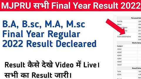 Mjpru BA, B.sc, MA, M.Sc Final Year Result 2022 Declared | Mjpru All 3rd Year Result 2022 Declared