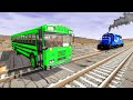 Trains vs Lava Crosses Road and Double Rails - Truck Rescue Stuck Cars Giant Pit Lava - BeamNG.Drive