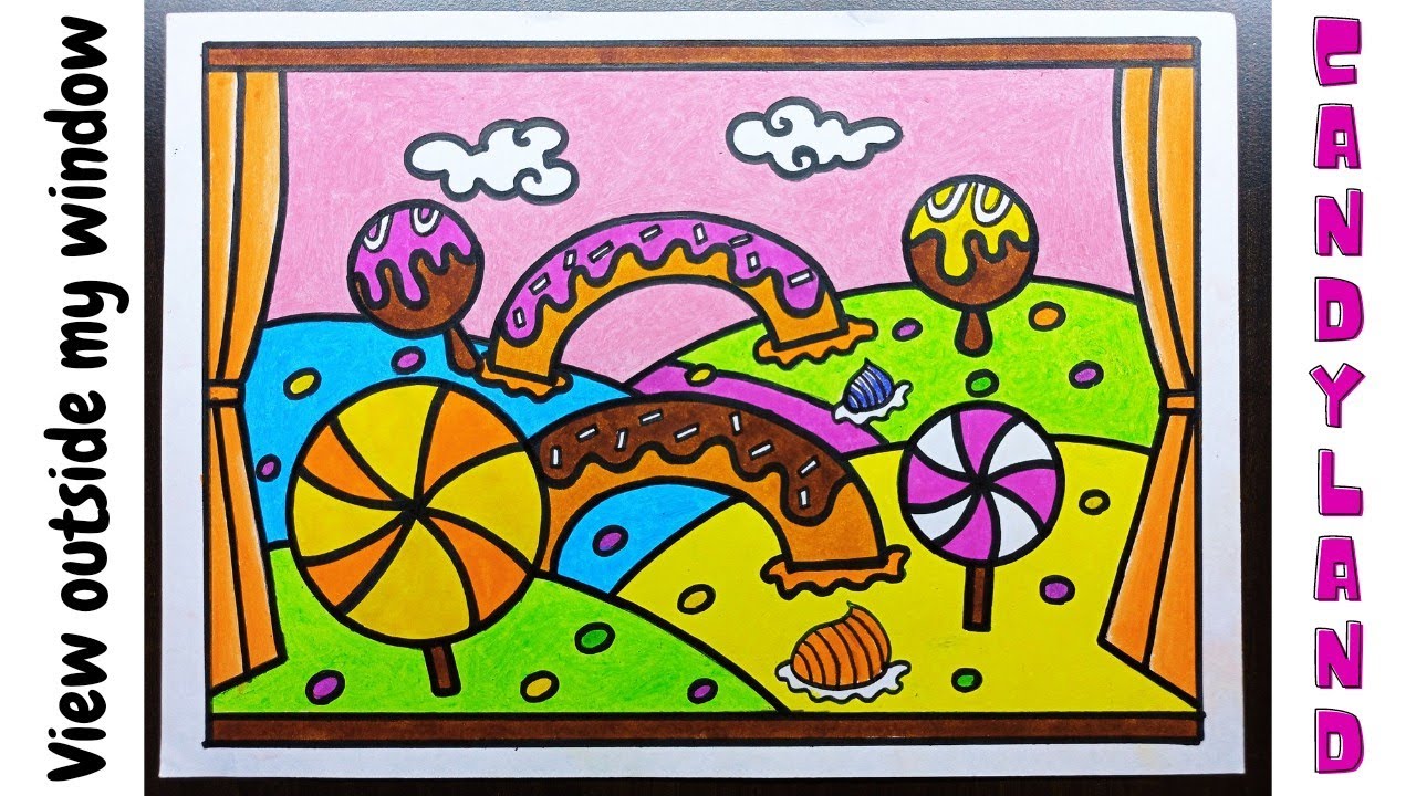 View Outside My Window Candy Land Drawing For Grade-1 \U0026 2 @Vipul Swami Arts