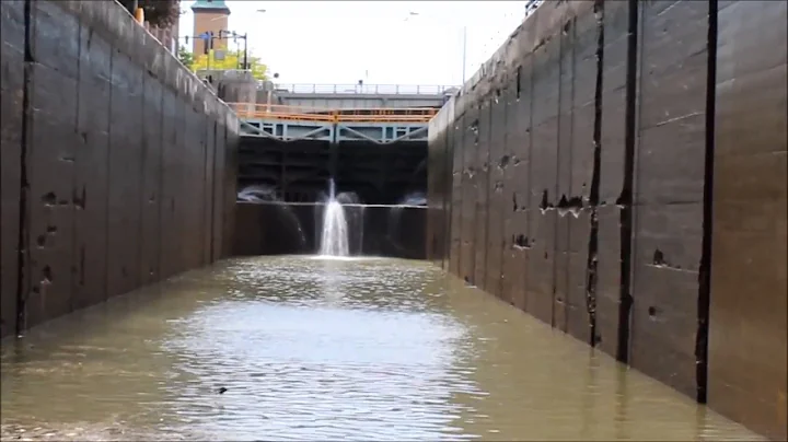 Lockport Lock on the Erie Canal aboard Five Stars Huckins Yacht