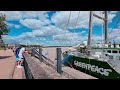 Walk at noon. Greenpeace boat has arrived again on the quays of Bordeaux | July 2022| 4k France