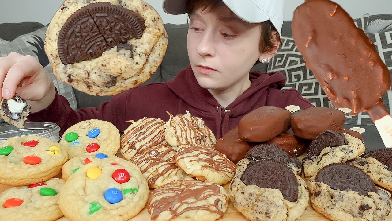 ASMR Homemade Cookies & Ice Cream *M&M Candy, Oreo Cookie, Coconut Chocolate Chip
