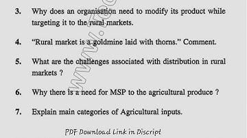 MBA 4th Sem Rural & Agriculture Marketing Question Paper