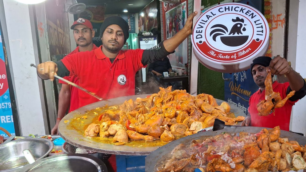 विश्व प्रसिद्ध चिकन लिट्टी, बटेर लिट्टी, चिकन पकोड़ा मछली फ्राई और बहुत कुछ||देवीलाल चिकन लिट्टी||