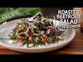 Roasted beetroot salad with feta cheese and walnuts