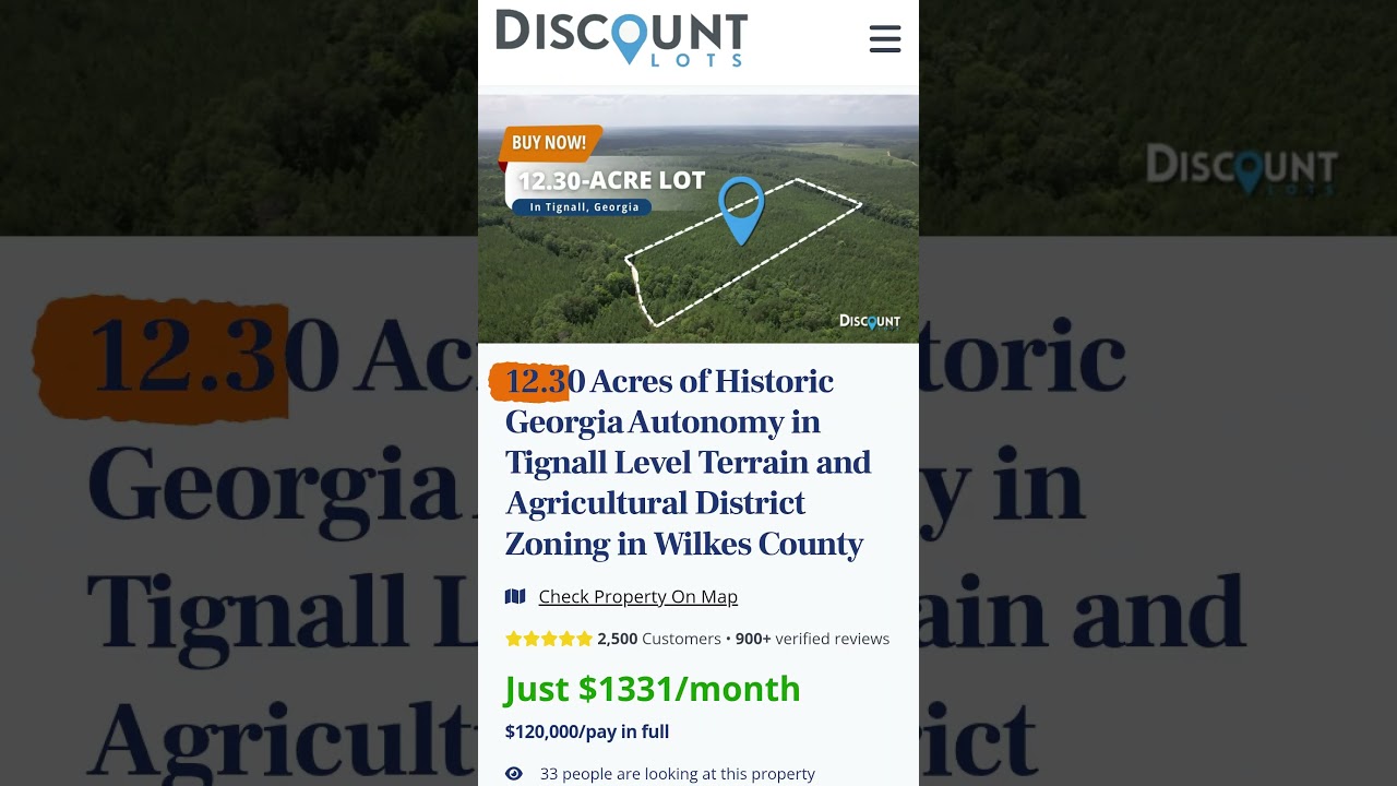 12.30 acres of level land in Tignall, Georgia. Spacious land where you can build your dream home!!