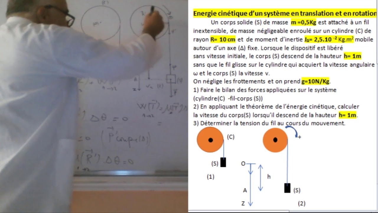 Exercice : Energie cinétique d'un système en translation et en rotation