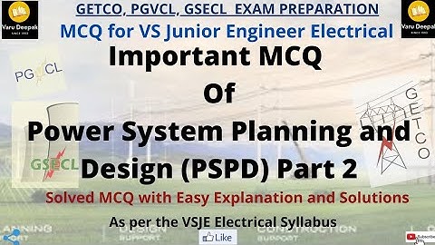 Important MCQ on Power System Planning and Design Part 2 ||GETCO/PGVCL/GSECL Exam Preparation