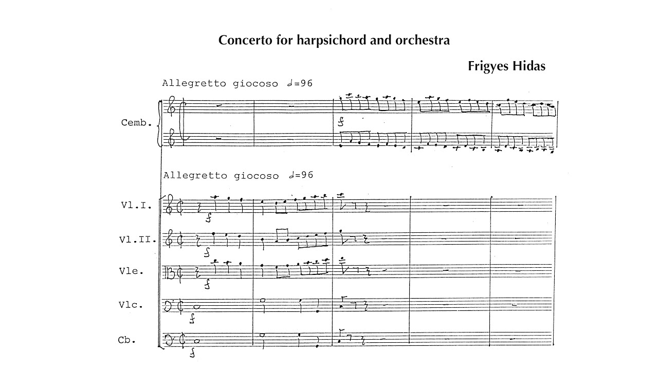 Frigyes Hidas - Concerto for Harpsichord and Strings (score video)