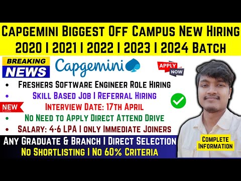 Capgemini Biggest Direct Urgent Hiring - No Need to Apply Direct Attend Interview on 17th April 2024