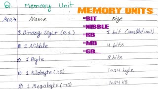 Memory Units in Computer | Bit, Byte, KB, MB, GB, TB Explained | Computer Memory Measurements
