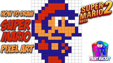 How to Draw Mario from Super Mario Bros. 2 - Nintendo 8-Bit Pixel Art Drawings
