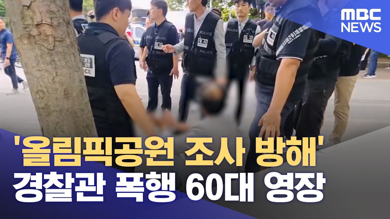 '올림픽공원 조사 방해' 경찰관 폭행 60대 영장 (2026.07.04/12MBC뉴스)