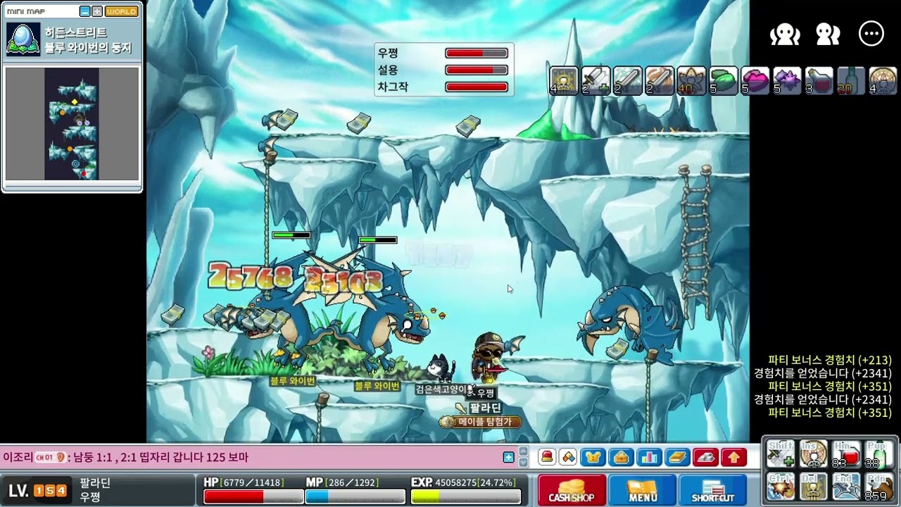 [메이플 랜드] 팔라딘, 블와둥 중옥, 중앙층 홍해 젠 처리 빌드