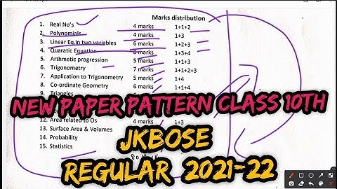New paper pattern class 10th jkbose 2021-2022 || Maths paper pattern || Max marks 80