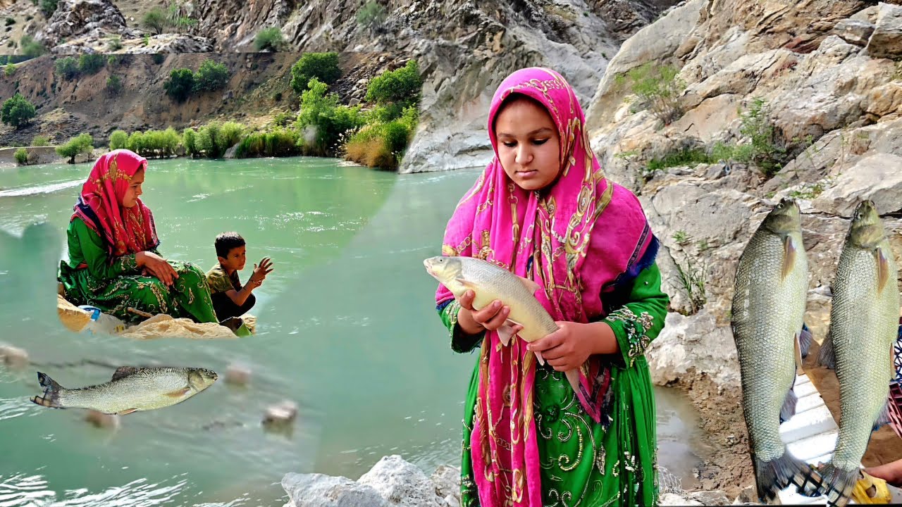 Nomadiclife iran:Creative fishing by a nomadic girl | Interesting idea in the heart of nature