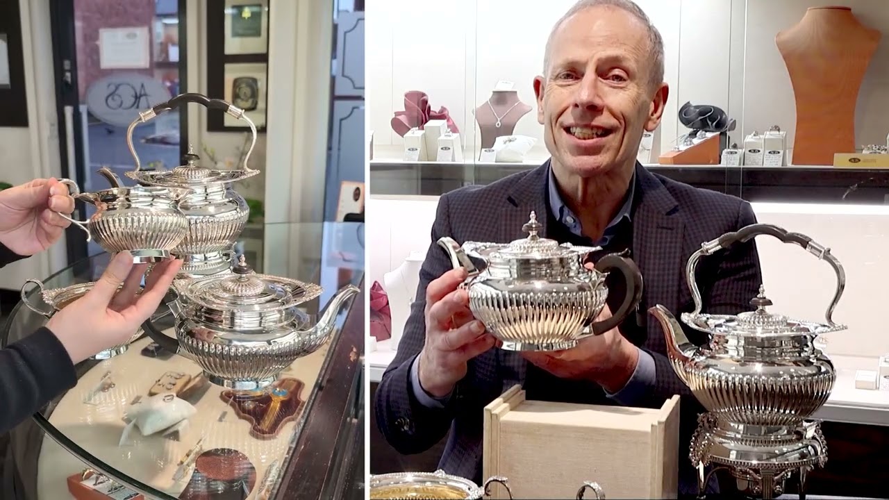 Sterling Silver Four Piece Tea Service - Queen Anne Style - Antique Edwardian (1903) - A3850