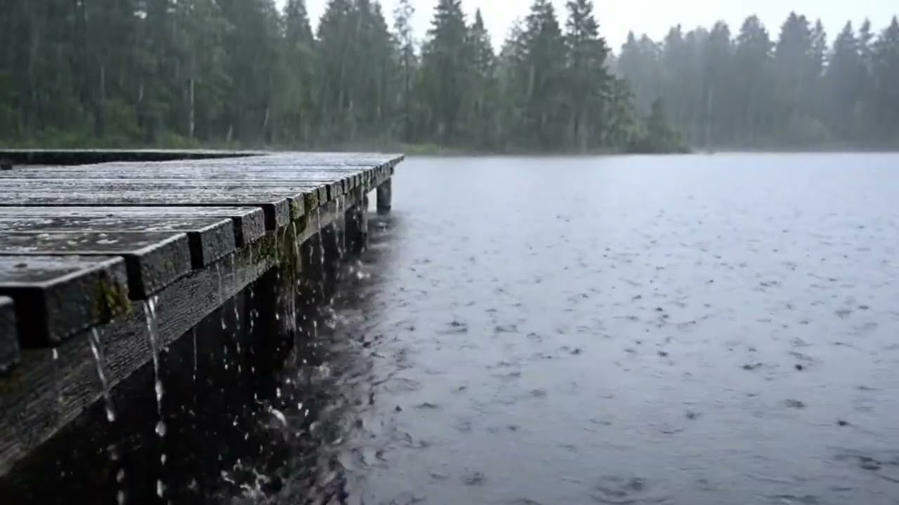 Rain on a Quiet Pier at Night 🌧️ | Deep Sleep & Relaxing Ocean Ambience (No Thunder, 1 Hours)