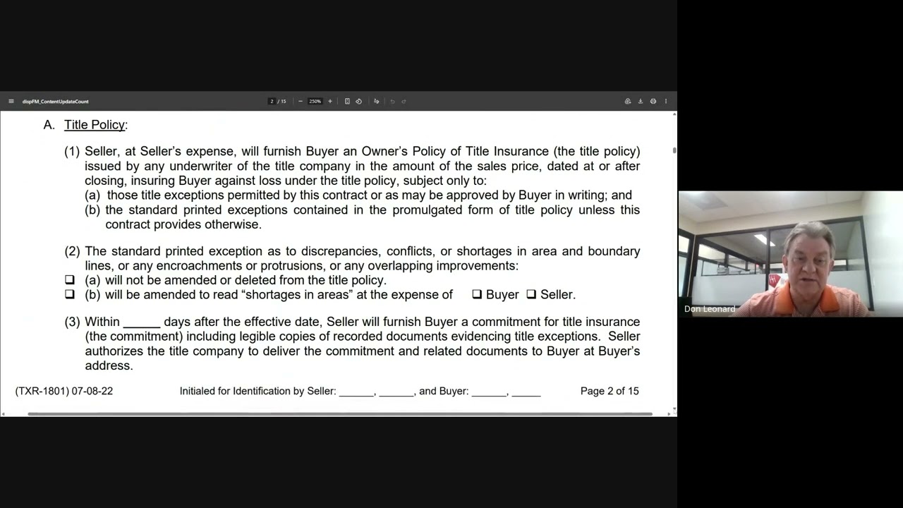 CONTRACTS MASTER CLASS WITH DON  LEONARD   -THE COMMERCIAL IMPROVED PROPERTY CONTRACT