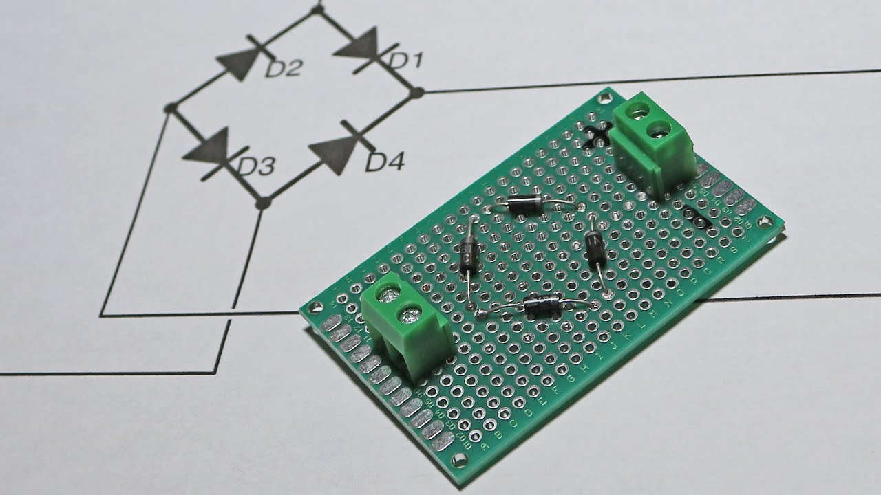 DIY AC DC Converter  Bridge rectifier B2U, E1U, smoothing capacitor and  practical example 