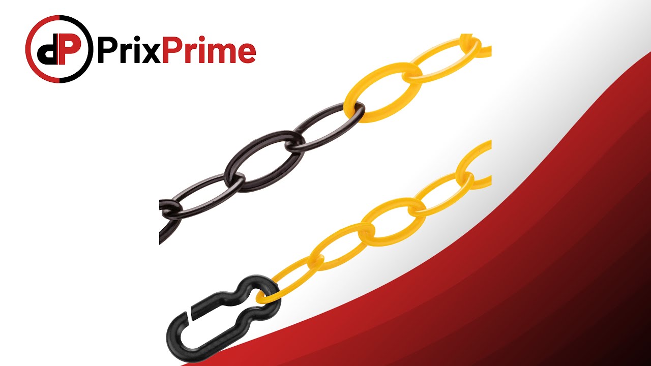 Cadena de señalización de plástico negro y amarillo de 25m - distribuido por HYDRABAZAAR ®