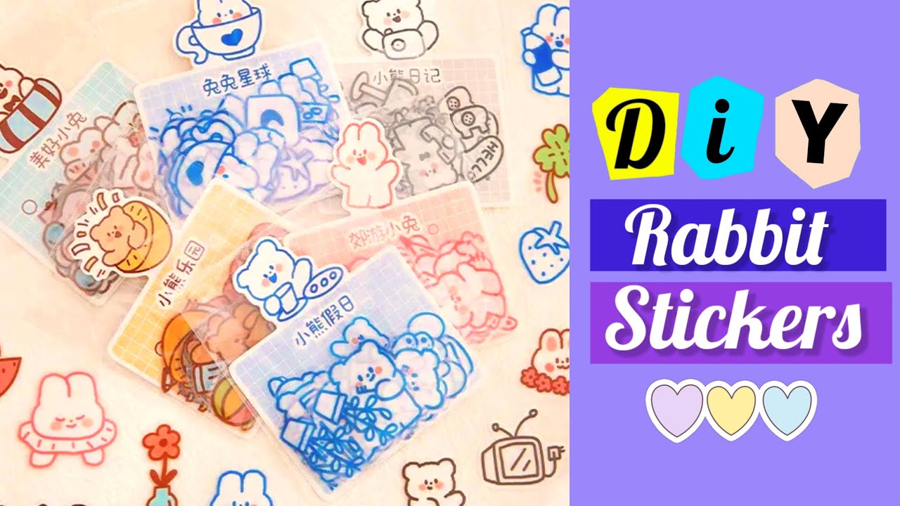 DIY Cute Rabbit Stickers for Journal _ How to make cute journal stickers at  home _ Journal supplies 