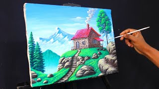 Acrylic painting of a mountain house and nature | painting 509 by Easy paint with Biswanath 3,428 views 3 months ago 10 minutes, 47 seconds