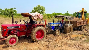 Tractor Power Test in Deep Ditch Swaraj 735 Fe | Mahindra 275 | Jcb 3dx #jcb #tractor