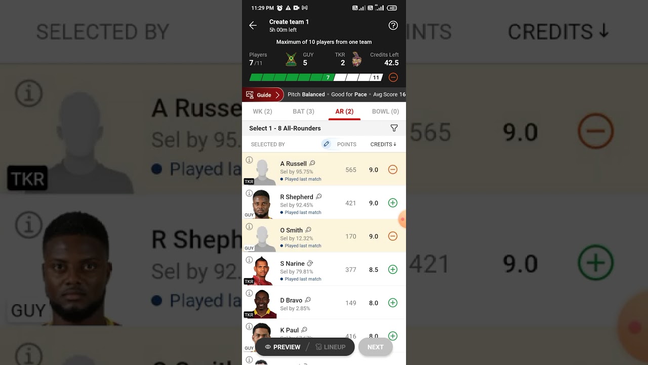 guy vs tkr dream11 prediction today