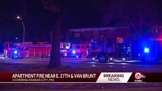 KC firefighters investigate cause of apartment fire near 27th, Van Brunt