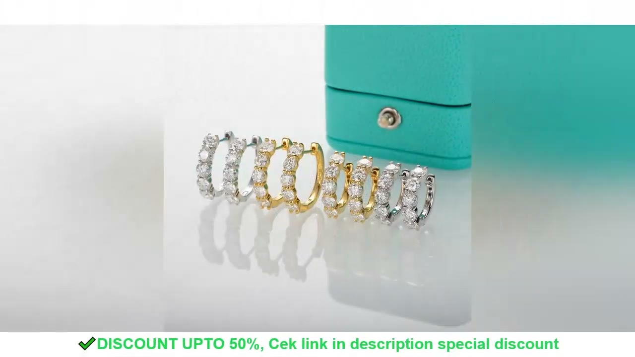 AnuJewel 4mm 3cttw D Color Moissanite Huggie Hoop Earrings 925 Sterling Silver Luxury Huggie Earring