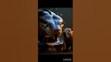 😱🐍😱OMG! Giant Python Attacked Capybara  लेकिन Rescue Team ने बचा लिया!.|#shorts #youtubeshorts #ai 😱