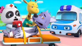 ambulance is here to help police car learning vehicles nursery rhymes kids songs babybus