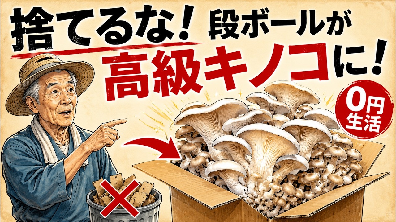 【驚愕】捨ててた『アレ』が高級キノコに!段ボール1枚で始まる0円生活