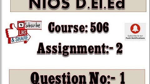 NIOS Deled Course 506 Assignment 2 Q.No 1 in Punjabi