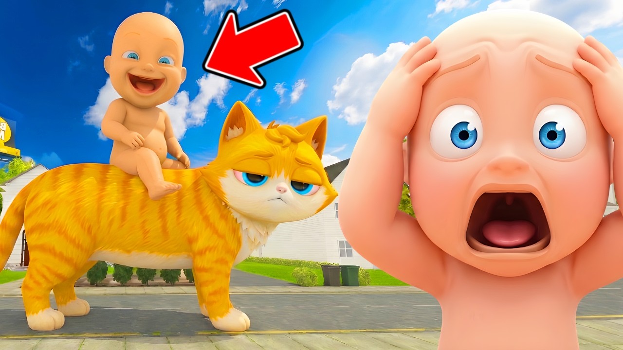 GIANT Baby Brother RIDES DADDY’S PET CAT!.. (Who's Your Daddy)